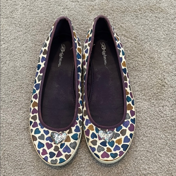 Brighton Purple and Blue Heart Flats for Casual Comfort - Picture 1 of 8